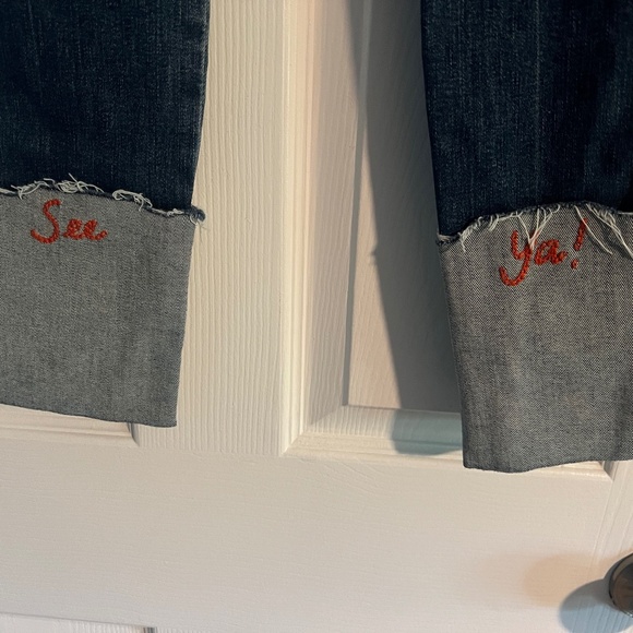 MOTHER Blue Distressed Ankle Jeans - Picture 6 of 9